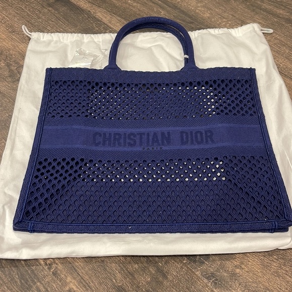 DIOR Large Blue Mesh Embroidery Book Tote NWT - Picture 2 of 4